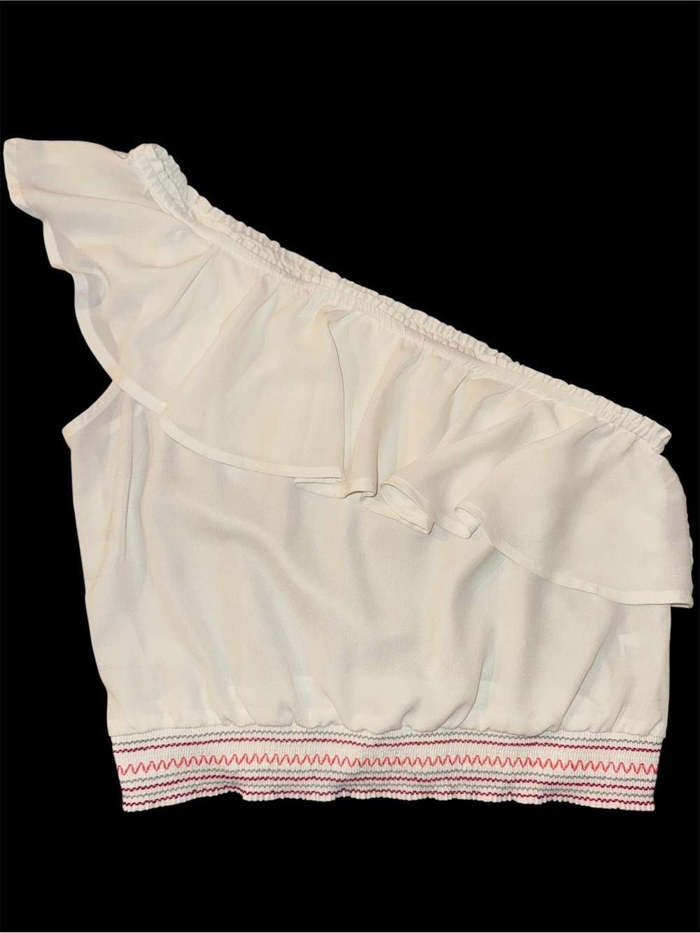Candie's Ivory One-Shoulder (right) Ruffle Crop Top Women’s Size M